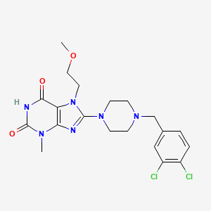 molecular formula C20H24Cl2N6O3 B6489067 8-{4-[(3,4-dichlorophenyl)methyl]piperazin-1-yl}-7-(2-methoxyethyl)-3-methyl-2,3,6,7-tetrahydro-1H-purine-2,6-dione CAS No. 898420-05-8