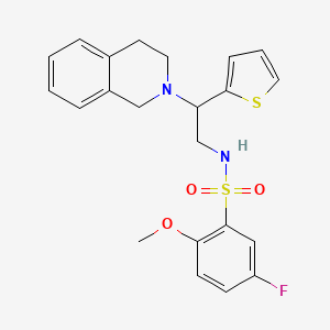 molecular formula C22H23FN2O3S2 B6489083 5-fluoro-2-methoxy-N-[2-(1,2,3,4-tetrahydroisoquinolin-2-yl)-2-(thiophen-2-yl)ethyl]benzene-1-sulfonamide CAS No. 898452-65-8