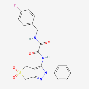 molecular formula C20H17FN4O4S B6489142 N-{5,5-dioxo-2-phenyl-2H,4H,6H-5lambda6-thieno[3,4-c]pyrazol-3-yl}-N'-[(4-fluorophenyl)methyl]ethanediamide CAS No. 899989-08-3