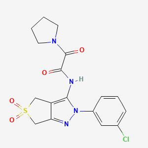 N-[2-(3-chlorophenyl)-5,5-dioxo-2H,4H,6H-5lambda6-thieno[3,4-c]pyrazol-3-yl]-2-oxo-2-(pyrrolidin-1-yl)acetamide