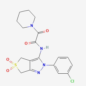N-[2-(3-chlorophenyl)-5,5-dioxo-2H,4H,6H-5lambda6-thieno[3,4-c]pyrazol-3-yl]-2-oxo-2-(piperidin-1-yl)acetamide