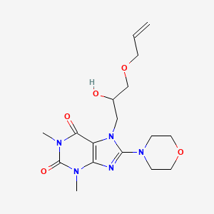 molecular formula C17H25N5O5 B6489229 7-[2-hydroxy-3-(prop-2-en-1-yloxy)propyl]-1,3-dimethyl-8-(morpholin-4-yl)-2,3,6,7-tetrahydro-1H-purine-2,6-dione CAS No. 887865-27-2