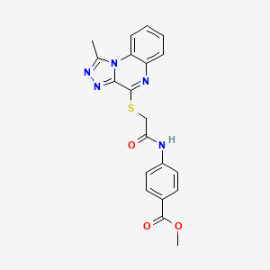 molecular formula C20H17N5O3S B6489302 methyl 4-[2-({1-methyl-[1,2,4]triazolo[4,3-a]quinoxalin-4-yl}sulfanyl)acetamido]benzoate CAS No. 1189949-86-7