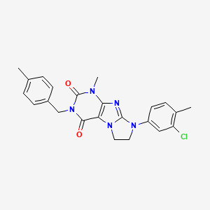molecular formula C23H22ClN5O2 B6489311 8-(3-chloro-4-methylphenyl)-1-methyl-3-[(4-methylphenyl)methyl]-1H,2H,3H,4H,6H,7H,8H-imidazo[1,2-g]purine-2,4-dione CAS No. 941900-24-9