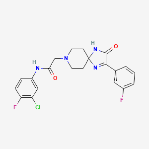 N-(3-chloro-4-fluorophenyl)-2-[2-(3-fluorophenyl)-3-oxo-1,4,8-triazaspiro[4.5]dec-1-en-8-yl]acetamide