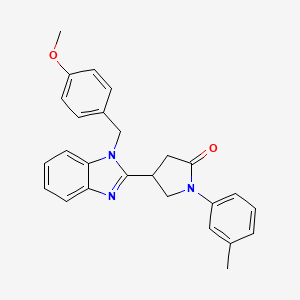4-{1-[(4-methoxyphenyl)methyl]-1H-1,3-benzodiazol-2-yl}-1-(3-methylphenyl)pyrrolidin-2-one
