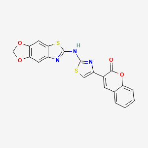 3-[2-({4,6-dioxa-10-thia-12-azatricyclo[7.3.0.0^{3,7}]dodeca-1(9),2,7,11-tetraen-11-yl}amino)-1,3-thiazol-4-yl]-2H-chromen-2-one