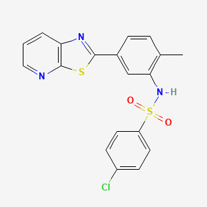 molecular formula C19H14ClN3O2S2 B6489371 4-chloro-N-(2-methyl-5-{[1,3]thiazolo[5,4-b]pyridin-2-yl}phenyl)benzene-1-sulfonamide CAS No. 896679-78-0