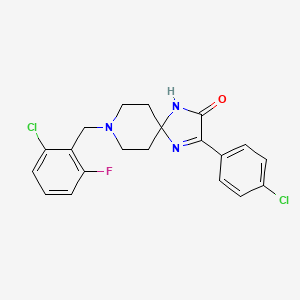 molecular formula C20H18Cl2FN3O B6489375 8-[(2-chloro-6-fluorophenyl)methyl]-3-(4-chlorophenyl)-1,4,8-triazaspiro[4.5]dec-3-en-2-one CAS No. 1217109-68-6
