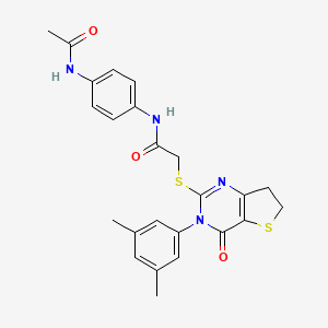 2-{[3-(3,5-dimethylphenyl)-4-oxo-3H,4H,6H,7H-thieno[3,2-d]pyrimidin-2-yl]sulfanyl}-N-(4-acetamidophenyl)acetamide