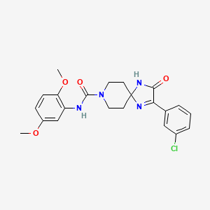 molecular formula C22H23ClN4O4 B6489409 2-(3-chlorophenyl)-N-(2,5-dimethoxyphenyl)-3-oxo-1,4,8-triazaspiro[4.5]dec-1-ene-8-carboxamide CAS No. 1185022-52-9