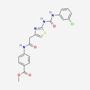 molecular formula C20H17ClN4O4S B6489418 methyl 4-[2-(2-{[(3-chlorophenyl)carbamoyl]amino}-1,3-thiazol-4-yl)acetamido]benzoate CAS No. 897621-32-8