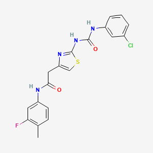 molecular formula C19H16ClFN4O2S B6489421 2-(2-{[(3-chlorophenyl)carbamoyl]amino}-1,3-thiazol-4-yl)-N-(3-fluoro-4-methylphenyl)acetamide CAS No. 897621-44-2