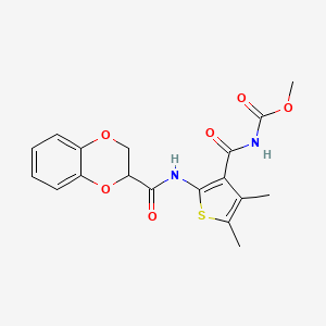 methyl N-[2-(2,3-dihydro-1,4-benzodioxine-2-amido)-4,5-dimethylthiophene-3-carbonyl]carbamate