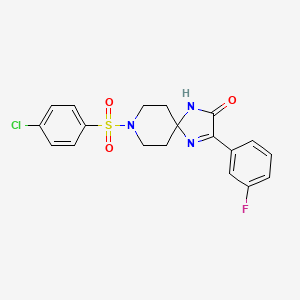 molecular formula C19H17ClFN3O3S B6489455 8-(4-chlorobenzenesulfonyl)-3-(3-fluorophenyl)-1,4,8-triazaspiro[4.5]dec-3-en-2-one CAS No. 1184971-14-9
