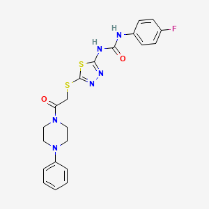 molecular formula C21H21FN6O2S2 B6489464 1-(4-fluorophenyl)-3-(5-{[2-oxo-2-(4-phenylpiperazin-1-yl)ethyl]sulfanyl}-1,3,4-thiadiazol-2-yl)urea CAS No. 886934-95-8