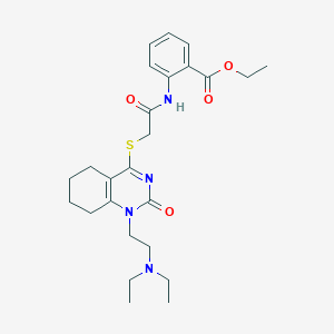 molecular formula C25H34N4O4S B6489473 ethyl 2-[2-({1-[2-(diethylamino)ethyl]-2-oxo-1,2,5,6,7,8-hexahydroquinazolin-4-yl}sulfanyl)acetamido]benzoate CAS No. 899949-71-4