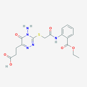 molecular formula C17H19N5O6S B6489489 3-{4-amino-3-[({[2-(ethoxycarbonyl)phenyl]carbamoyl}methyl)sulfanyl]-5-oxo-4,5-dihydro-1,2,4-triazin-6-yl}propanoic acid CAS No. 886954-46-7