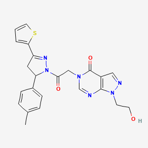 1-(2-hydroxyethyl)-5-{2-[5-(4-methylphenyl)-3-(thiophen-2-yl)-4,5-dihydro-1H-pyrazol-1-yl]-2-oxoethyl}-1H,4H,5H-pyrazolo[3,4-d]pyrimidin-4-one