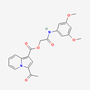 molecular formula C21H20N2O6 B6489541 [(3,5-dimethoxyphenyl)carbamoyl]methyl 3-acetylindolizine-1-carboxylate CAS No. 899998-29-9