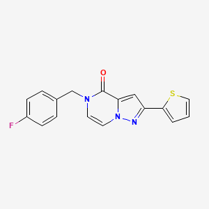molecular formula C17H12FN3OS B6489570 5-[(4-fluorophenyl)methyl]-2-(thiophen-2-yl)-4H,5H-pyrazolo[1,5-a]pyrazin-4-one CAS No. 1358679-59-0