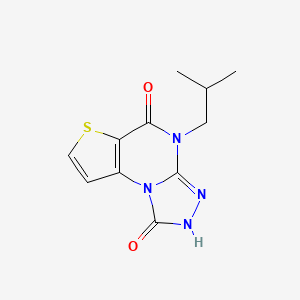 molecular formula C11H12N4O2S B6489590 8-(2-methylpropyl)-5-thia-1,8,10,11-tetraazatricyclo[7.3.0.0^{2,6}]dodeca-2(6),3,9-triene-7,12-dione CAS No. 1326817-38-2