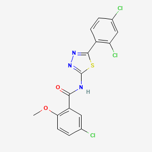 molecular formula C16H10Cl3N3O2S B6489597 5-chloro-N-[5-(2,4-dichlorophenyl)-1,3,4-thiadiazol-2-yl]-2-methoxybenzamide CAS No. 391863-75-5