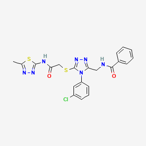 molecular formula C21H18ClN7O2S2 B6489604 N-{[4-(3-chlorophenyl)-5-({[(5-methyl-1,3,4-thiadiazol-2-yl)carbamoyl]methyl}sulfanyl)-4H-1,2,4-triazol-3-yl]methyl}benzamide CAS No. 391897-30-6