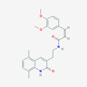 (2Z)-3-(3,4-dimethoxyphenyl)-N-[2-(5,8-dimethyl-2-oxo-1,2-dihydroquinolin-3-yl)ethyl]prop-2-enamide