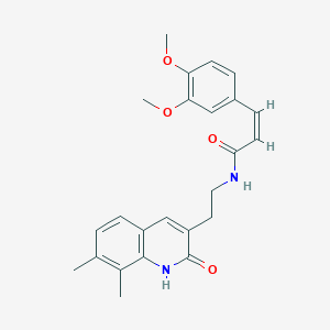 (2Z)-3-(3,4-dimethoxyphenyl)-N-[2-(7,8-dimethyl-2-oxo-1,2-dihydroquinolin-3-yl)ethyl]prop-2-enamide