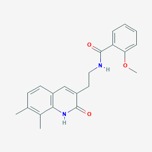 molecular formula C21H22N2O3 B6489653 N-[2-(7,8-dimethyl-2-oxo-1,2-dihydroquinolin-3-yl)ethyl]-2-methoxybenzamide CAS No. 851407-79-9