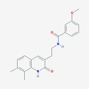 molecular formula C21H22N2O3 B6489655 N-[2-(7,8-dimethyl-2-oxo-1,2-dihydroquinolin-3-yl)ethyl]-3-methoxybenzamide CAS No. 851407-82-4