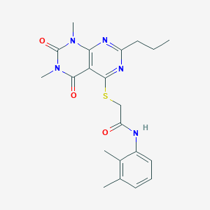 molecular formula C21H25N5O3S B6489702 2-({6,8-dimethyl-5,7-dioxo-2-propyl-5H,6H,7H,8H-[1,3]diazino[4,5-d]pyrimidin-4-yl}sulfanyl)-N-(2,3-dimethylphenyl)acetamide CAS No. 852170-90-2