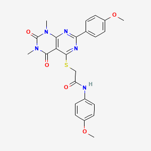 molecular formula C24H23N5O5S B6489714 N-(4-methoxyphenyl)-2-{[2-(4-methoxyphenyl)-6,8-dimethyl-5,7-dioxo-5H,6H,7H,8H-[1,3]diazino[4,5-d]pyrimidin-4-yl]sulfanyl}acetamide CAS No. 852168-49-1