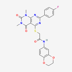 molecular formula C24H20FN5O5S B6489717 N-(2,3-dihydro-1,4-benzodioxin-6-yl)-2-{[2-(4-fluorophenyl)-6,8-dimethyl-5,7-dioxo-5H,6H,7H,8H-[1,3]diazino[4,5-d]pyrimidin-4-yl]sulfanyl}acetamide CAS No. 852170-36-6