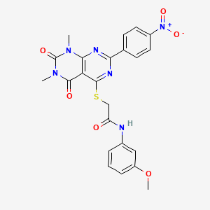 molecular formula C23H20N6O6S B6489733 2-{[6,8-dimethyl-2-(4-nitrophenyl)-5,7-dioxo-5H,6H,7H,8H-[1,3]diazino[4,5-d]pyrimidin-4-yl]sulfanyl}-N-(3-methoxyphenyl)acetamide CAS No. 847190-41-4
