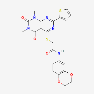 N-(2,3-dihydro-1,4-benzodioxin-6-yl)-2-{[6,8-dimethyl-5,7-dioxo-2-(thiophen-2-yl)-5H,6H,7H,8H-[1,3]diazino[4,5-d]pyrimidin-4-yl]sulfanyl}acetamide