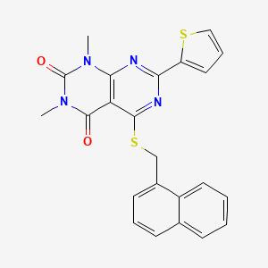 molecular formula C23H18N4O2S2 B6489767 1,3-dimethyl-5-{[(naphthalen-1-yl)methyl]sulfanyl}-7-(thiophen-2-yl)-1H,2H,3H,4H-[1,3]diazino[4,5-d]pyrimidine-2,4-dione CAS No. 847192-24-9