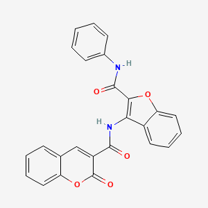 molecular formula C25H16N2O5 B6489808 2-oxo-N-[2-(phenylcarbamoyl)-1-benzofuran-3-yl]-2H-chromene-3-carboxamide CAS No. 887889-11-4