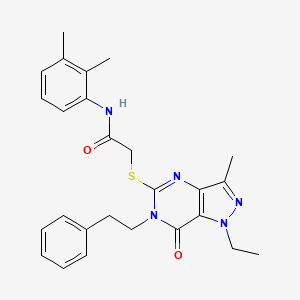 molecular formula C26H29N5O2S B6489819 N-(2,3-dimethylphenyl)-2-{[1-ethyl-3-methyl-7-oxo-6-(2-phenylethyl)-1H,6H,7H-pyrazolo[4,3-d]pyrimidin-5-yl]sulfanyl}acetamide CAS No. 1358629-02-3