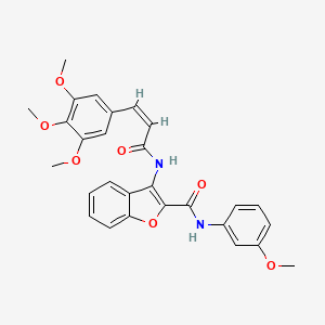 molecular formula C28H26N2O7 B6489851 N-(3-methoxyphenyl)-3-[(2Z)-3-(3,4,5-trimethoxyphenyl)prop-2-enamido]-1-benzofuran-2-carboxamide CAS No. 887895-23-0