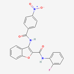 N-(2-fluorophenyl)-3-(4-nitrobenzamido)-1-benzofuran-2-carboxamide