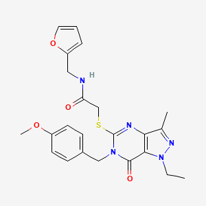 molecular formula C23H25N5O4S B6489897 2-({1-ethyl-6-[(4-methoxyphenyl)methyl]-3-methyl-7-oxo-1H,6H,7H-pyrazolo[4,3-d]pyrimidin-5-yl}sulfanyl)-N-[(furan-2-yl)methyl]acetamide CAS No. 1358708-83-4