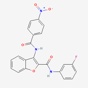 molecular formula C22H14FN3O5 B6489912 N-(3-fluorophenyl)-3-(4-nitrobenzamido)-1-benzofuran-2-carboxamide CAS No. 887880-60-6