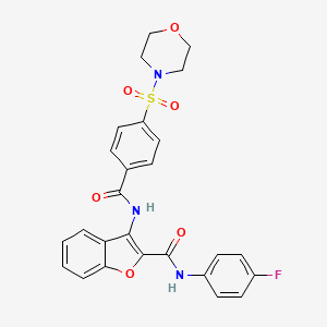 molecular formula C26H22FN3O6S B6489926 N-(4-fluorophenyl)-3-[4-(morpholine-4-sulfonyl)benzamido]-1-benzofuran-2-carboxamide CAS No. 887887-16-3