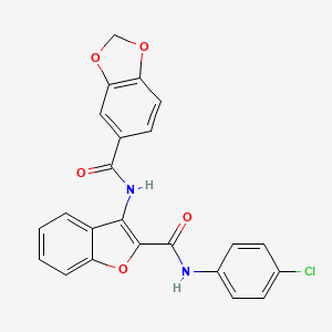 molecular formula C23H15ClN2O5 B6489959 N-{2-[(4-chlorophenyl)carbamoyl]-1-benzofuran-3-yl}-2H-1,3-benzodioxole-5-carboxamide CAS No. 887893-18-7