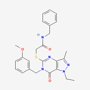 molecular formula C25H27N5O3S B6490003 N-benzyl-2-({1-ethyl-6-[(3-methoxyphenyl)methyl]-3-methyl-7-oxo-1H,6H,7H-pyrazolo[4,3-d]pyrimidin-5-yl}sulfanyl)acetamide CAS No. 1359084-14-2
