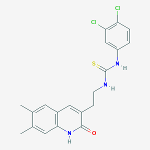molecular formula C20H19Cl2N3OS B6490017 1-(3,4-dichlorophenyl)-3-[2-(6,7-dimethyl-2-oxo-1,2-dihydroquinolin-3-yl)ethyl]thiourea CAS No. 887894-14-6
