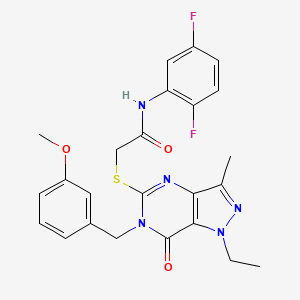molecular formula C24H23F2N5O3S B6490023 N-(2,5-difluorophenyl)-2-({1-ethyl-6-[(3-methoxyphenyl)methyl]-3-methyl-7-oxo-1H,6H,7H-pyrazolo[4,3-d]pyrimidin-5-yl}sulfanyl)acetamide CAS No. 1358985-95-1