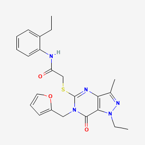 2-({1-ethyl-6-[(furan-2-yl)methyl]-3-methyl-7-oxo-1H,6H,7H-pyrazolo[4,3-d]pyrimidin-5-yl}sulfanyl)-N-(2-ethylphenyl)acetamide